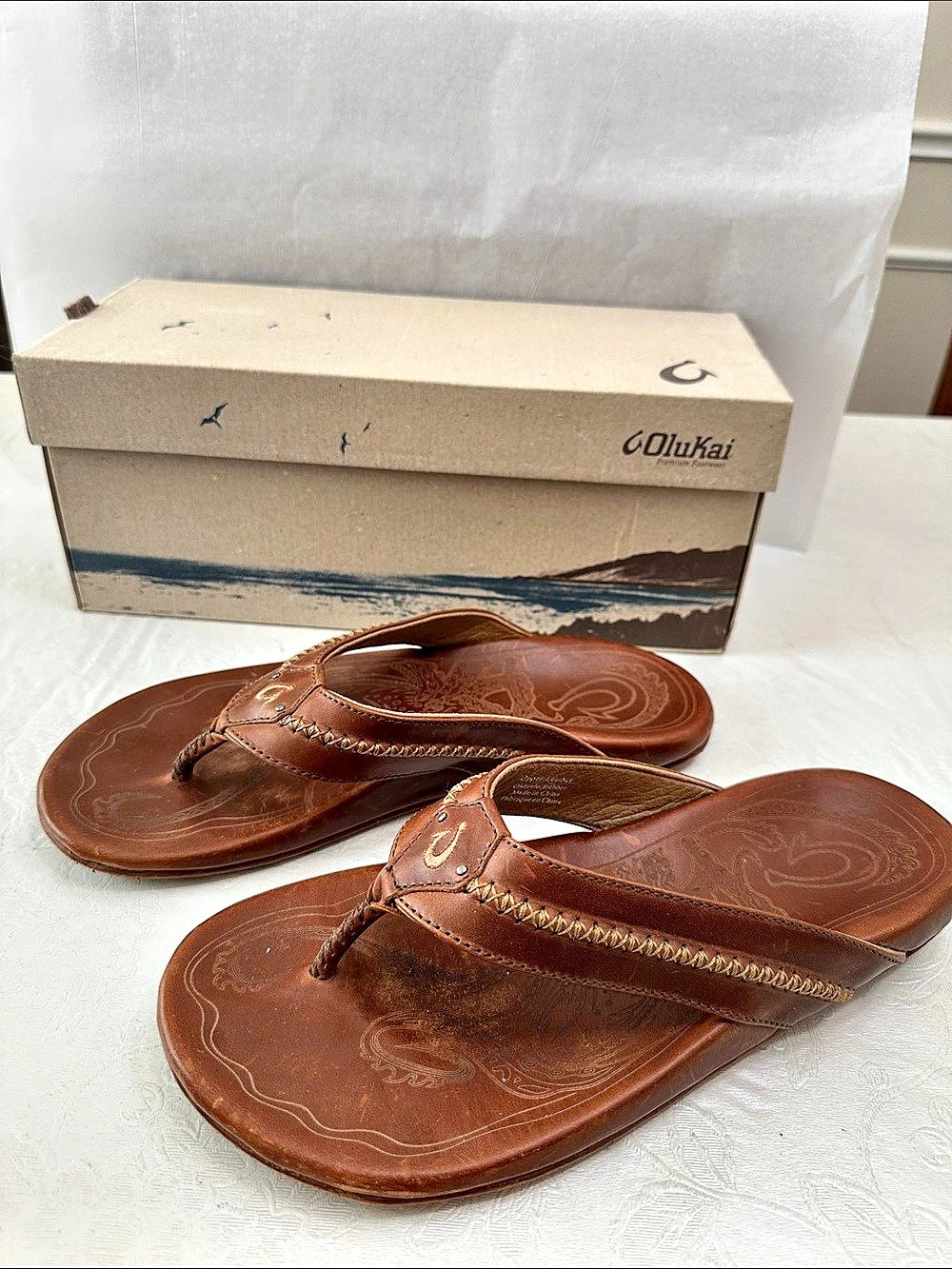 Olukai Hiapo Leather Flip Flop Sandals